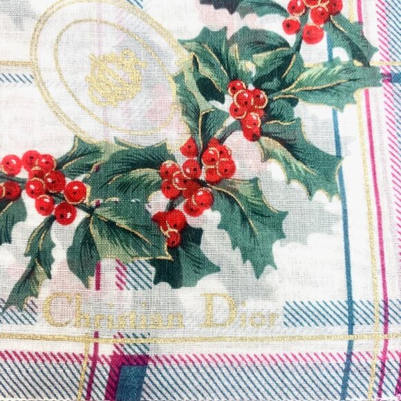 New -Unused Christian dior cotton Handkerchief 19" Chrstimas ottorman floral (98 - Picture 4 of 7
